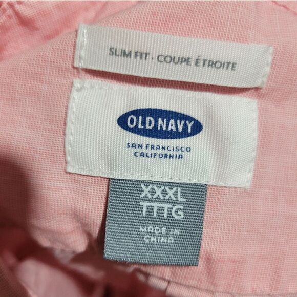 Old navy slim fit button up shirt pink sz 3xl - Picture 4 of 7